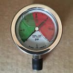 GAUGE,PRES 0-60PSI 2-1/2 DIAL S/SCASE LIQ FILLED 1/4 MONEL LOWER NPT CONN,FACE BANDED 0#/27# GRN 7#/